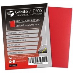 Протекторы для карт Games7Days (66X91 MM RED, 80 шт.) (PREMIUM)