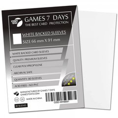Протекторы для карт Games7Days (66X91 MM WHITE, 80 шт.) (PREMIUM)